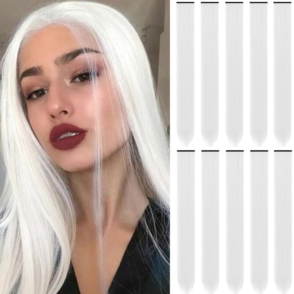 New 10PCS 22" White Colour  Hairpieces Clip-in Hair Extension for Women